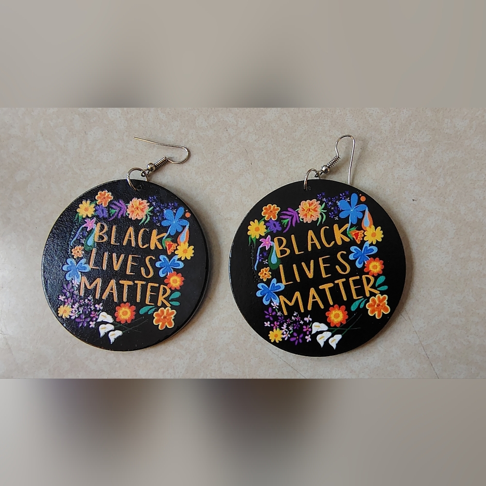 Black Lives Matter Floral Statement Earrings